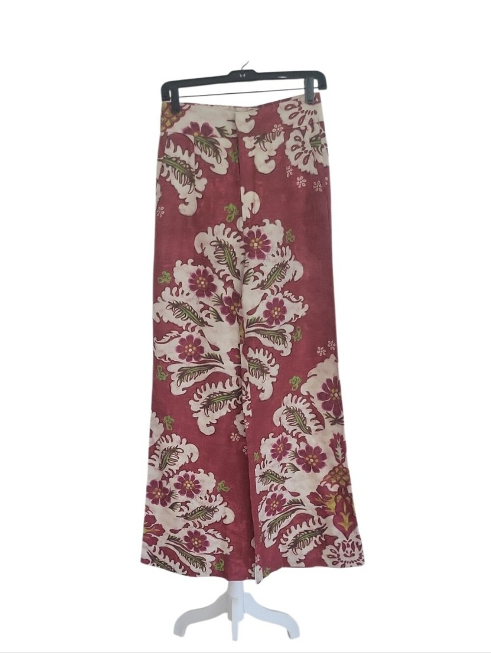 Zara Linen Blend Printed Pants Wide Leg Size S